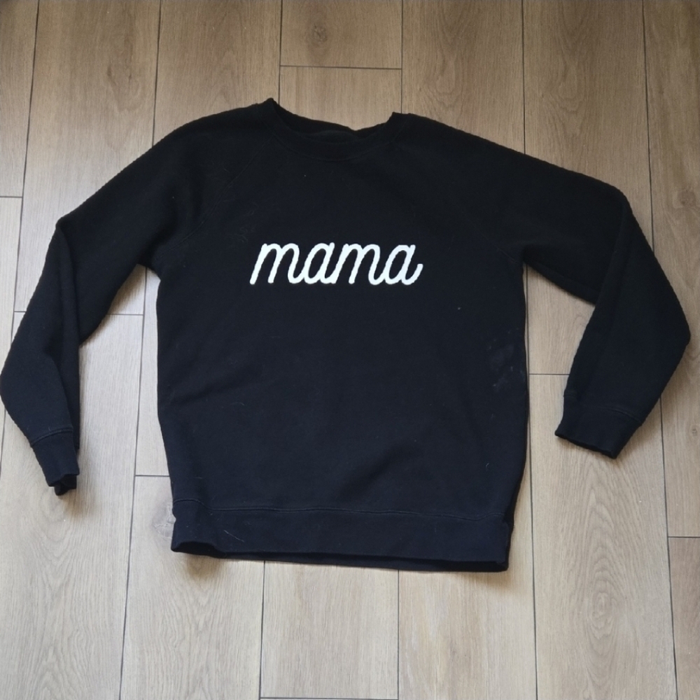 Brunette The Label "Mama" Cursive Crew Neck Sweater Sz M/L